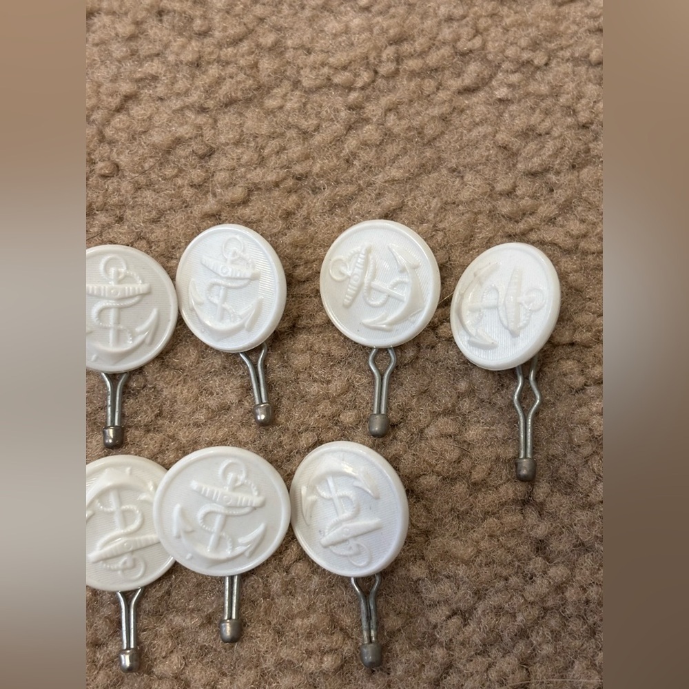 White Vintage Anchor Button With Shank Acrylic Lot Of 14 - Picture 6 of 12